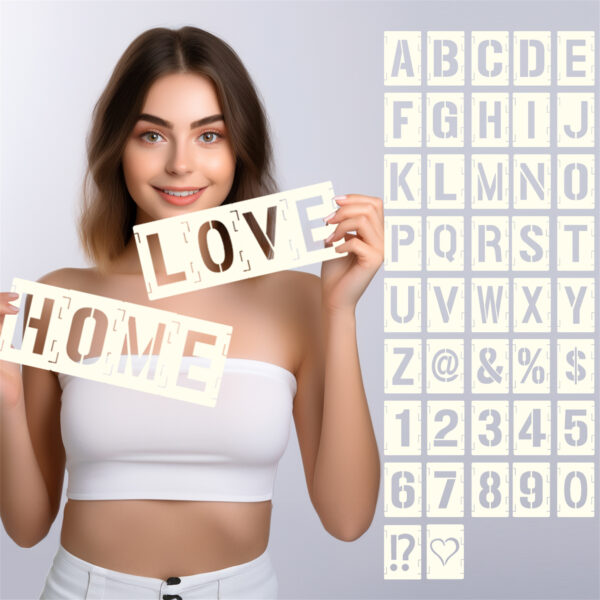 Traceable Interlocking Stencil, 42 Sheets Reusable Letter Stencils, Numbers and Symbols