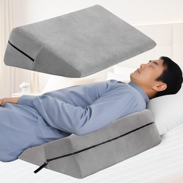 Wedge Pillow for Side Sleeper, Head, Knee, Leg Elevation, Back Pain Relief, After Surgery, Seniors, Pregnancy, Sleep Apnea, Snoring, GERD Acid Reflux